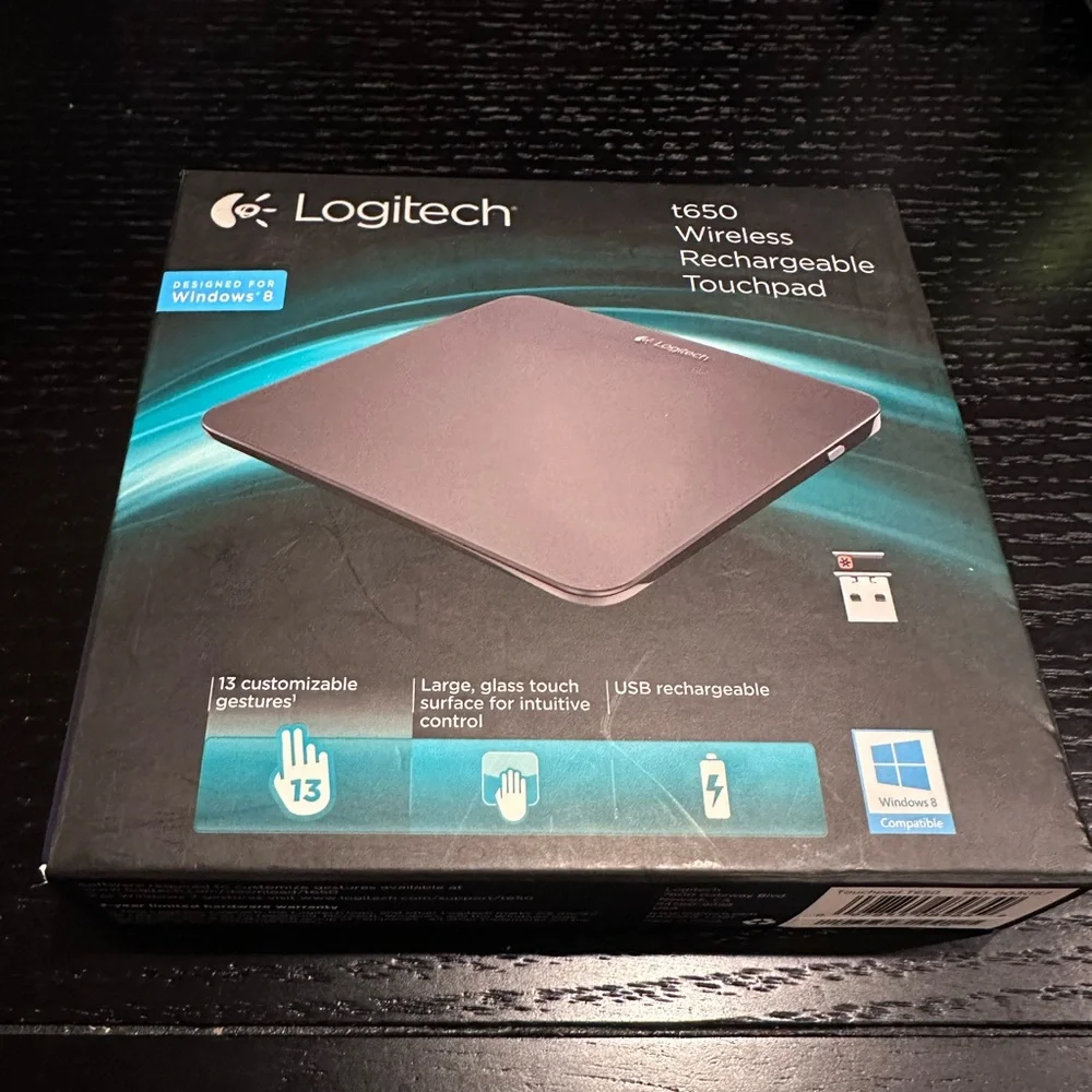 Logitech Touchpad- t650 Wireless Rechargeable Touchpad. Open box- Never Used.